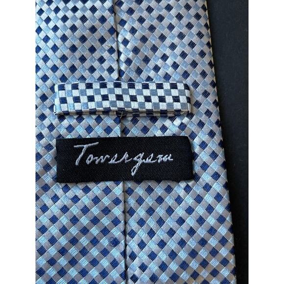 Mens Silk Tie Handmade 100% Silk Blue Geometric Career Office Dress Workwear - Picture 6 of 8